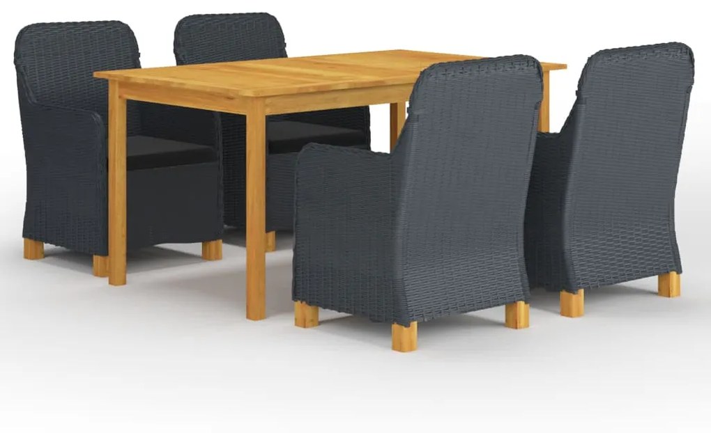vidaXL 5 pcs conjunto de jantar para jardim cinzento-escuro