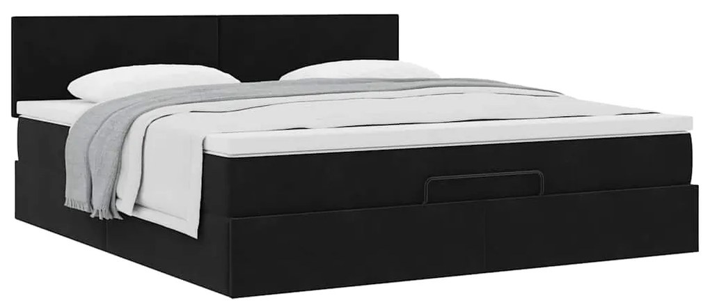Estrutura de cama otomana com colchão 160x200 cm veludo preto
