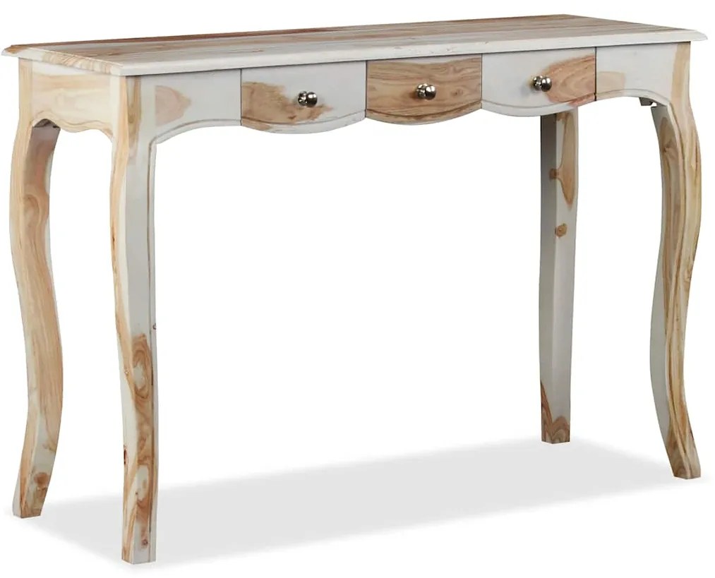 Mesa consola c/ 3 gavetas 110x40x76 cm madeira acácia maciça