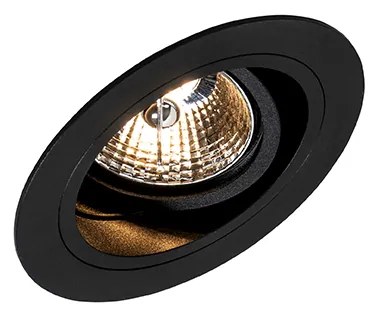 Foco embutido redondo preto ajustável - Chuck 70 Moderno