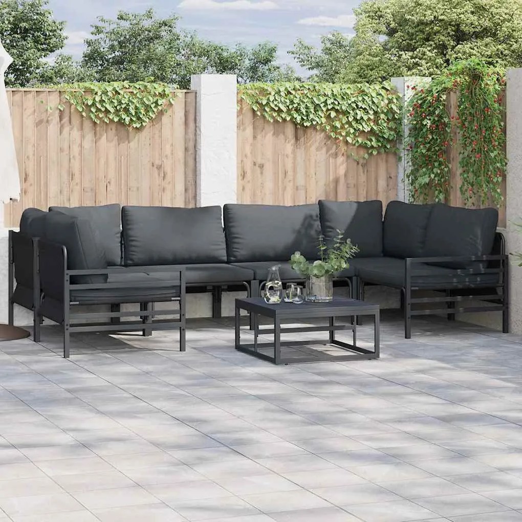 vidaXL Conjunto de Sofá de Jardim 6 pcs Antracite Aço