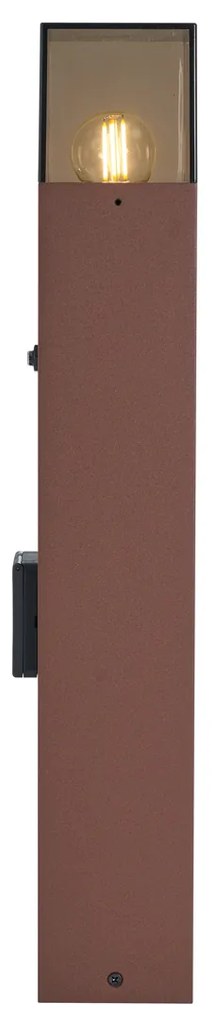 Balizador industrial para exterior castanho ferrugem com vidro fumado 50cm com sensor crepuscular - Denmark Industrial