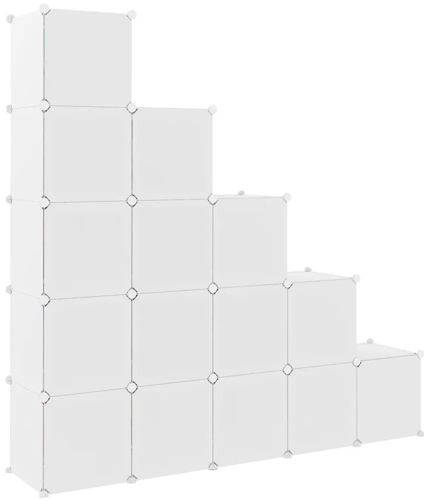 Armário de arrumação infantil com 15 cubos PP branco