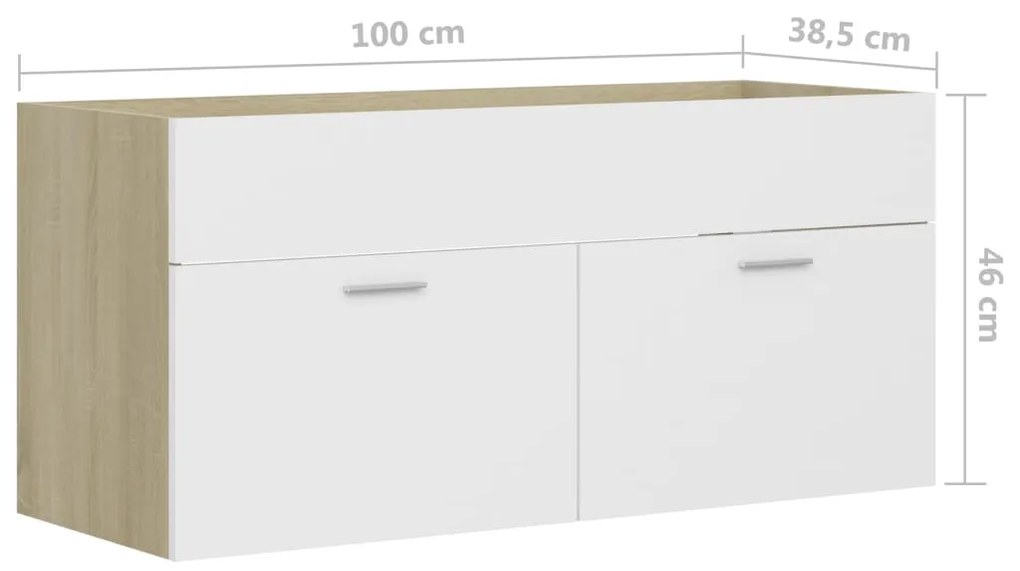 Armário lavatório derivados de madeira branco/carvalho sonoma