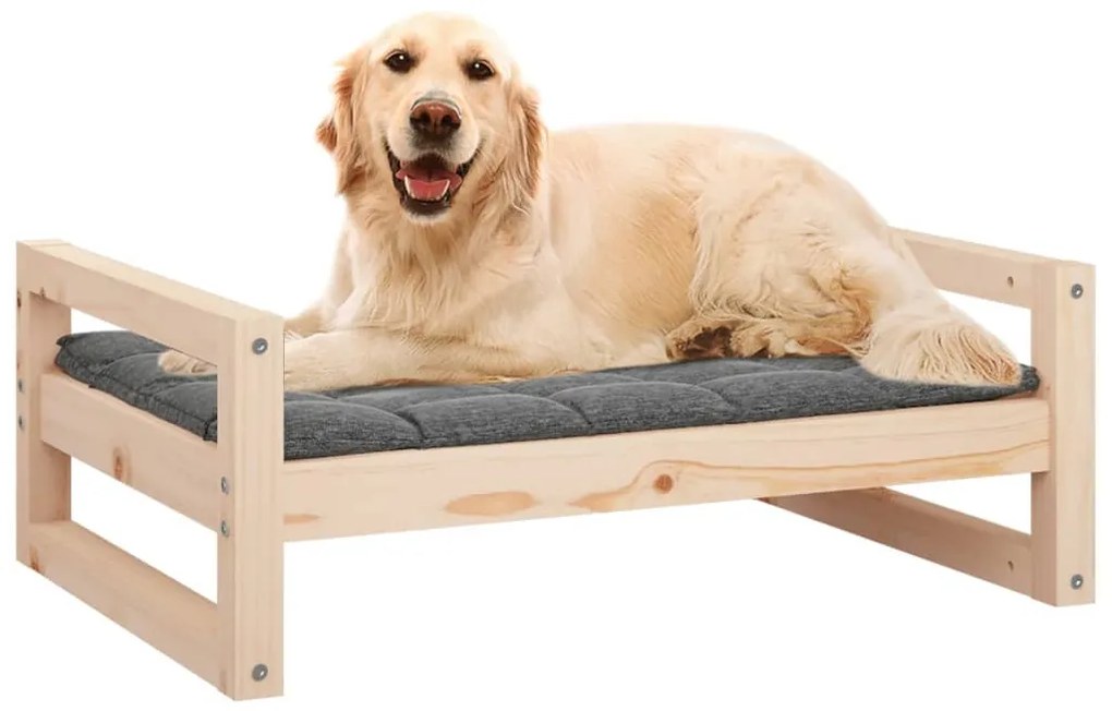 Cama para cães 75,5x55,5x28 cm madeira de pinho maciça