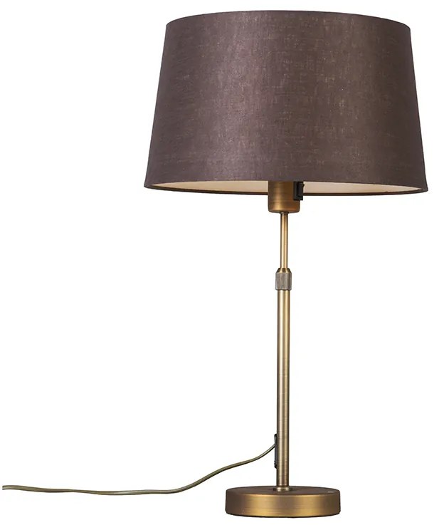 Candeeiro de mesa bronze com cúpula castanha 35 cm ajustável - Parte Moderno