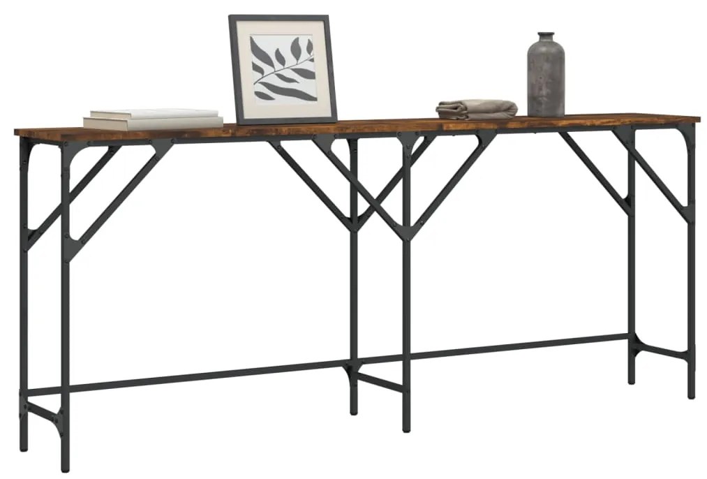 vidaXL Mesa consola 180x29x75 cm derivados de madeira carvalho fumado
