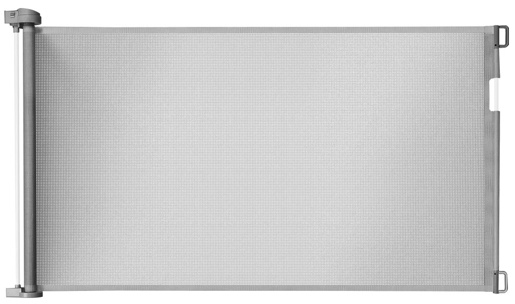 Rede de Segurança Infantil Vedação Retráctil Fácil Abrir e Fechar para Corredor de Corrimãos de Entrada e Escadas 146 x 86 cm Cinza