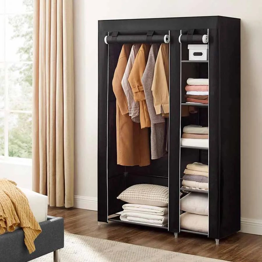 Guarda Roupa de tecido 175 x 110 cm preto