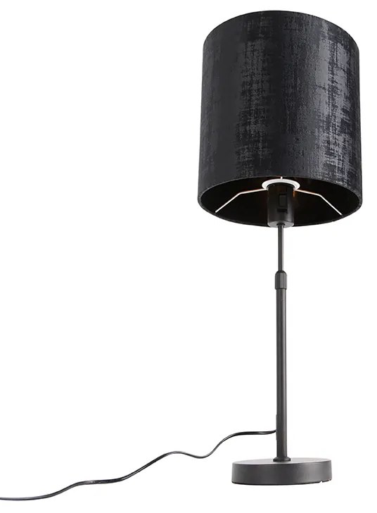 Candeeiro de mesa com abajur de veludo preto 25 cm ajustável - Parte Moderno