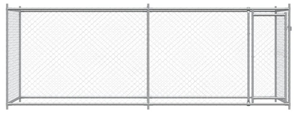 Jaula para cão com porta 4x2x1,5 m aço galvanizado cinzento