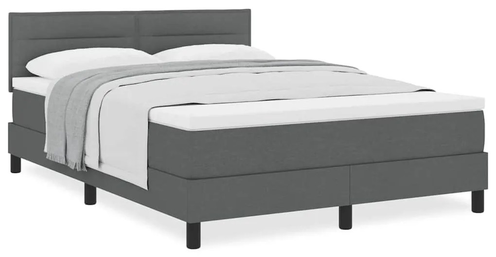 Cama Box Spring com Colchão Cinza Escuro 160x200 cm Tecido