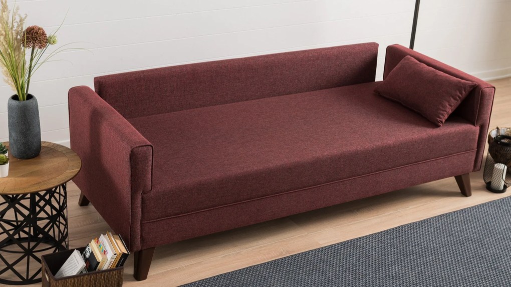 Sofá de 3 Lugares Bella – Vermelho Claret – 208x85x81 cm
