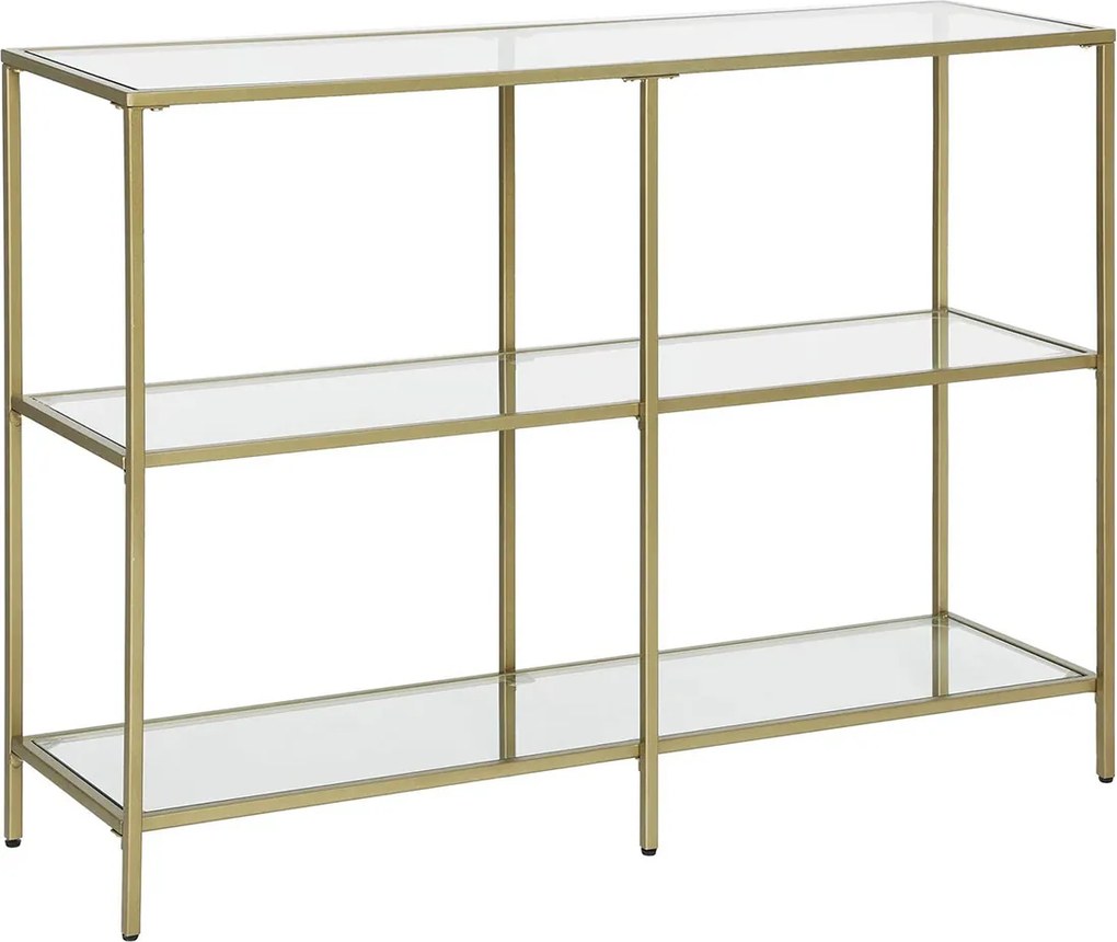 Mesa consola em vidro temperado 100 x 30 x 73 cm dourada