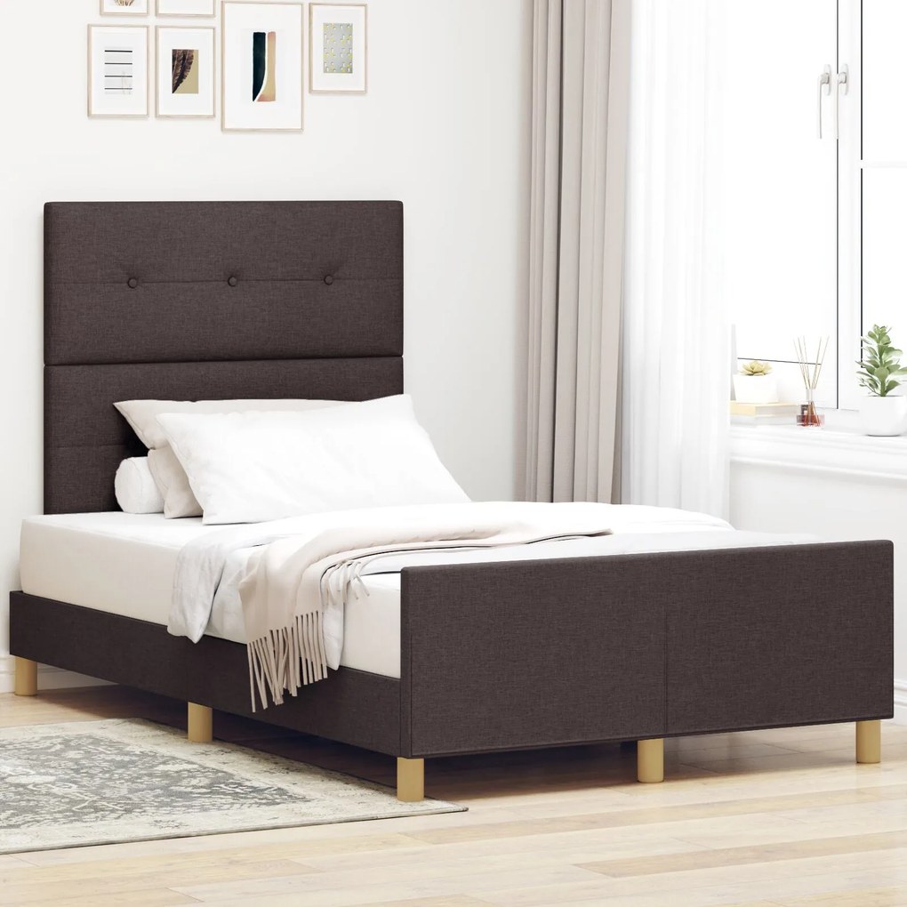 Cama de tecido marrom escuro vidaXL 120x190 cm