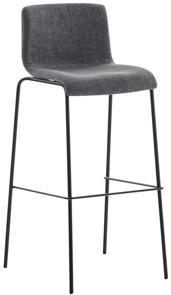 Conjunto de 2 bancos de bar Hoover em tecido e com estrutura preta 43 x 100 x 48 cm Cinzento