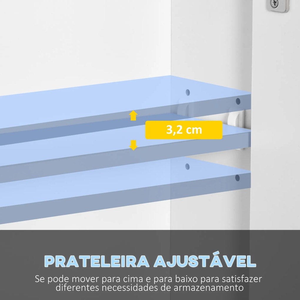 Armário Casa de Banho com Espelho e Luzes LED Armário com Espelho Casa de Banho com Prateleiras Ajustáveis e USB 90x15x75 cm Branco