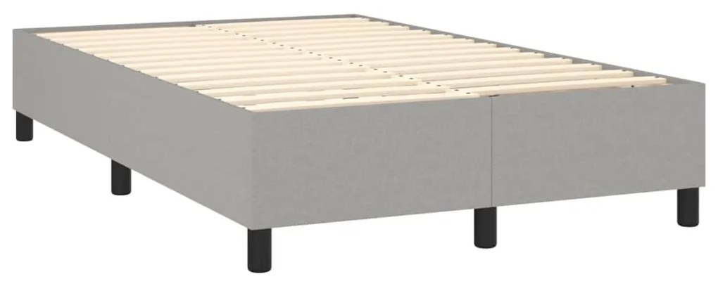 Cama box spring c/ colchão e LED 120x200 cm tecido cinza-claro