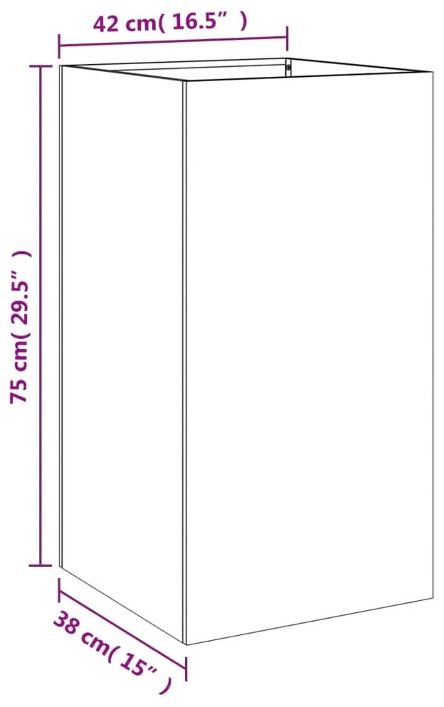Vaso/floreira 42x38x75 cm aço preto