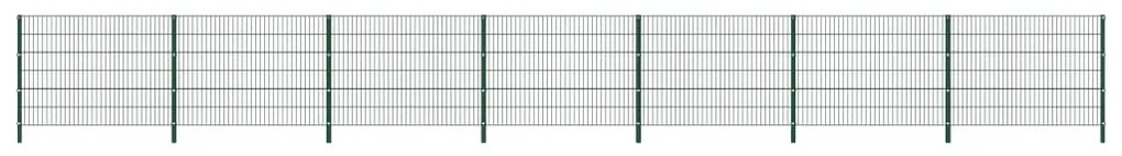 vidaXL Painel de vedação com postes ferro 11,9x1,2 m verde