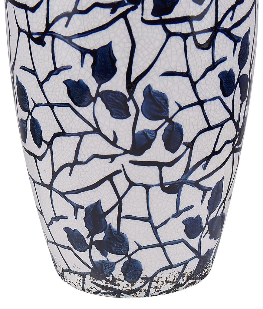 Vaso de cerâmica grés branca e azul marinho 25 cm MUTILENE Beliani