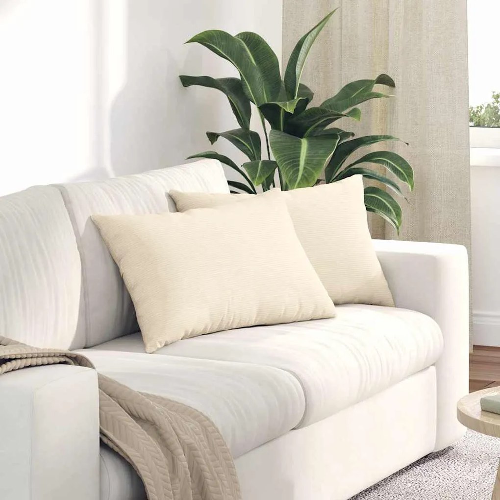 vidaXL Travesseiros de Sofá 2 pcs Creme 60 x 40 cm