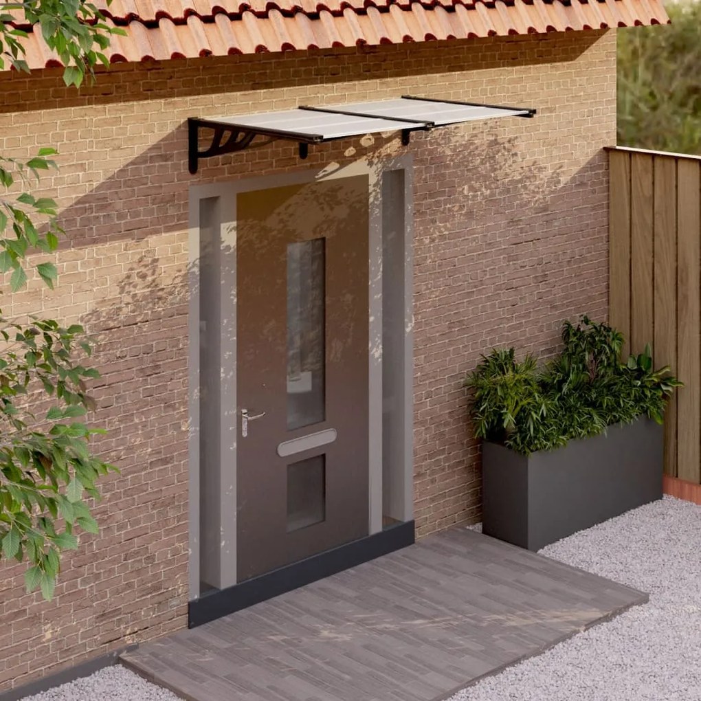 153684 vidaXL Toldo para porta 152,5x90 cm policarbonato preto/transparente