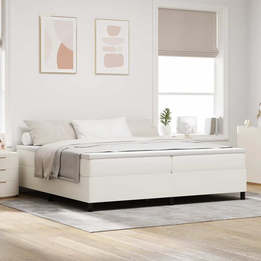 Cama Box de Primavera vidaXL Creme 200x200 cm Tecido de Corduroy
