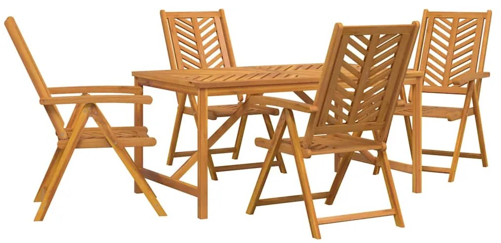 Conjunto de Jantar de 5 Peças Madeira Sólida de Acácia