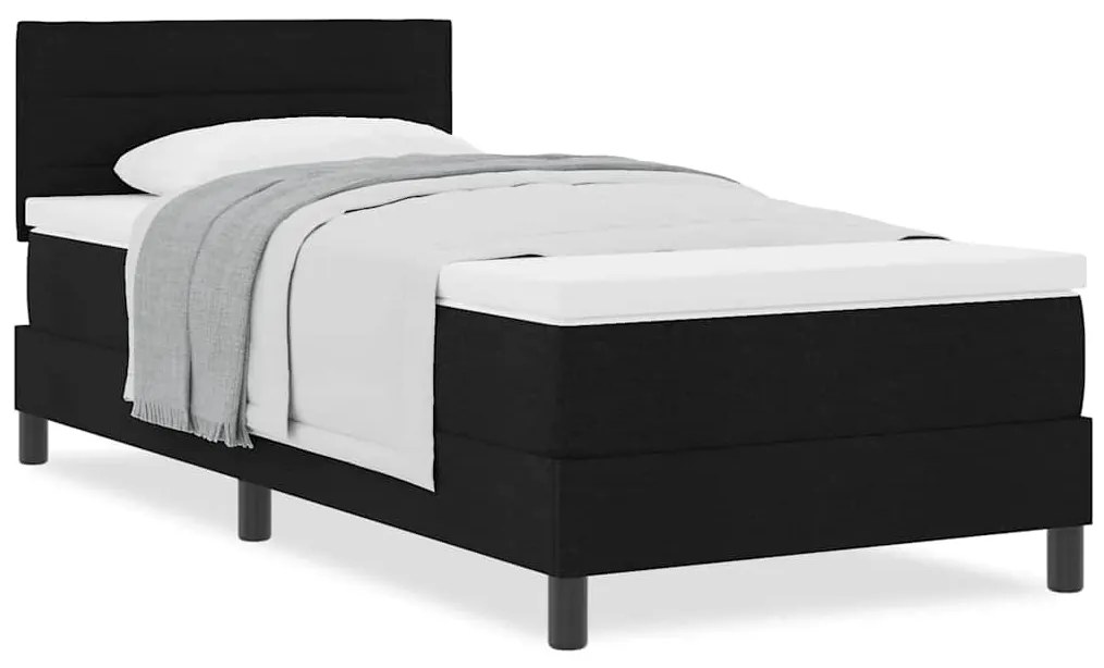 Cama Box Spring com Colchão Preta 90x200 cm Tecido