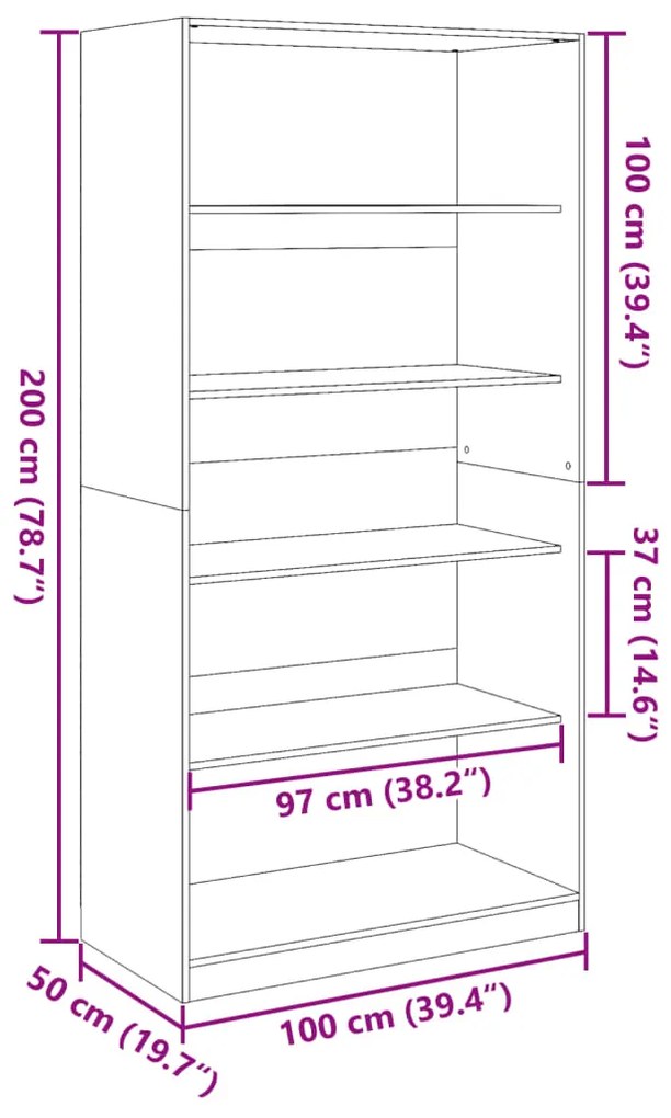 Roupeiro 100x50x200 cm contraplacado carvalho sonoma
