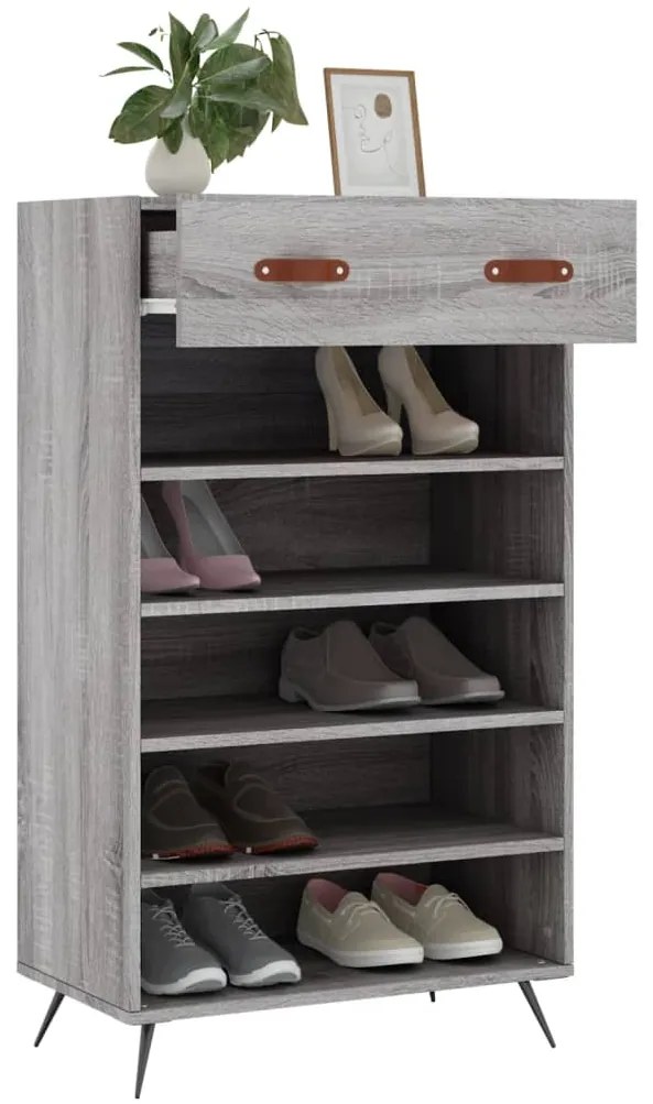 Sapateira 60x35x105 cm derivados de madeira cinzento sonoma