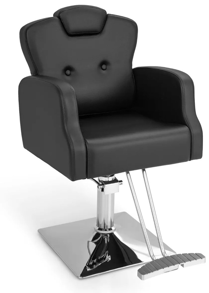 Cadeira de cabeleireiro hidráulica 99-114 cm com apoio de cabeça giratório de 360° com regulação da altura Carga 150 kg Preto