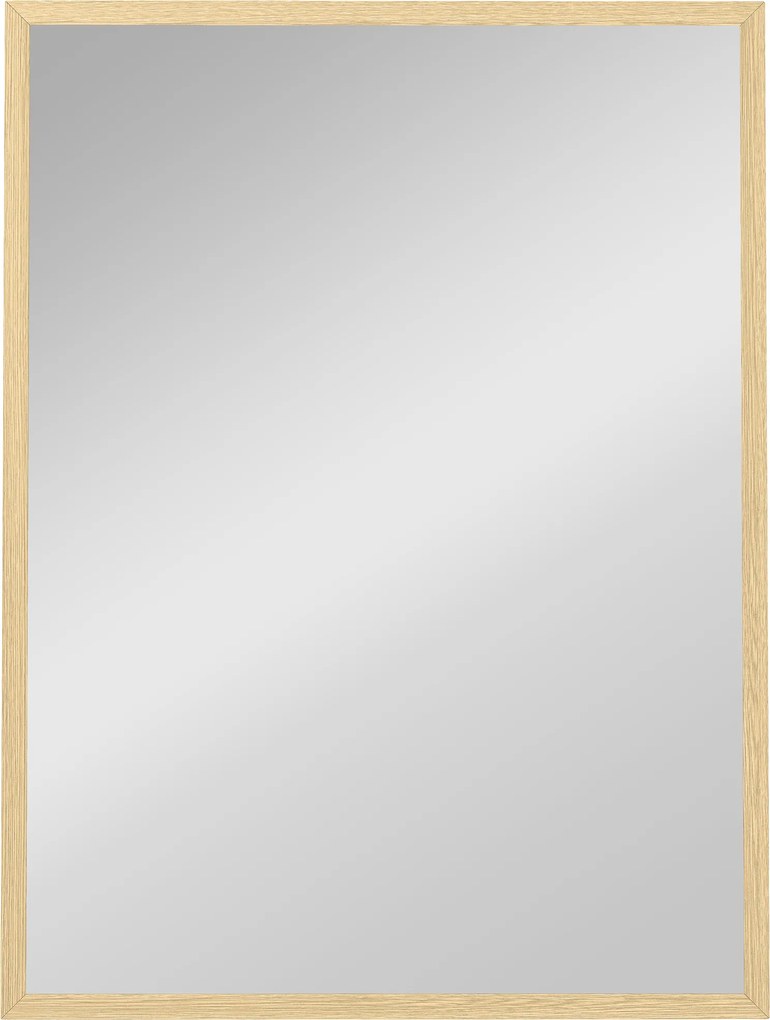 HOMCOM Espelho de parede retangular 80 x 60 cm, moldura em madeira natural, ideal para banheiro, sala ou quarto | Aosom Portugal