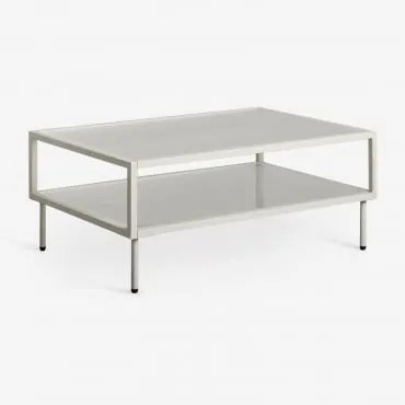 Mesa De Centro Retangular Em Aço E Vidro Paoline Verde Cáqui - Sklum
