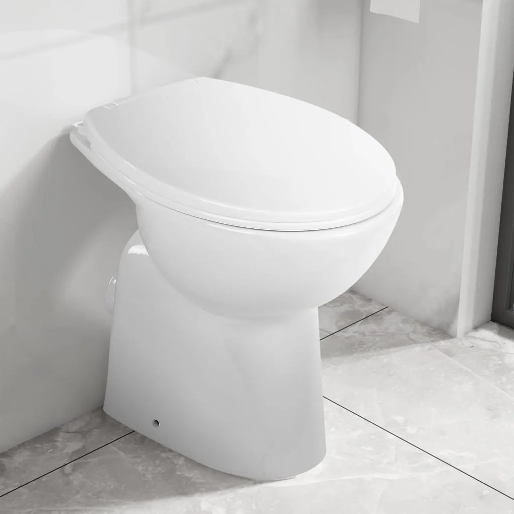 vidaXL Sanita alta sem rebordo fecho suave cerâmica branco