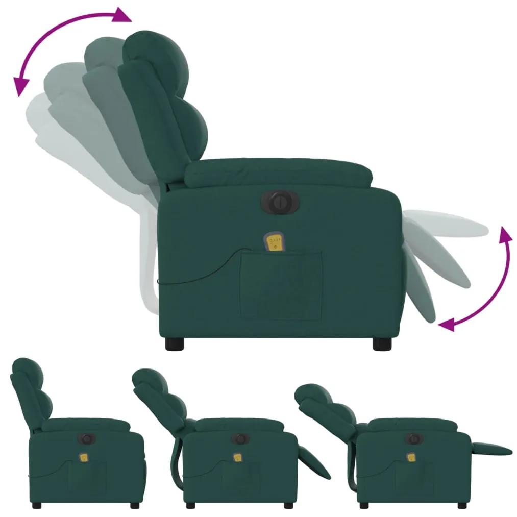 Poltrona reclinável de massagens elétrica tecido verde-escuro