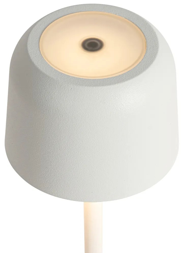 LED Conjunto de 2 Lâmpadas de Mesa Cogumelo Branco Queimado com Estação de Carregamento - Raika Moderno