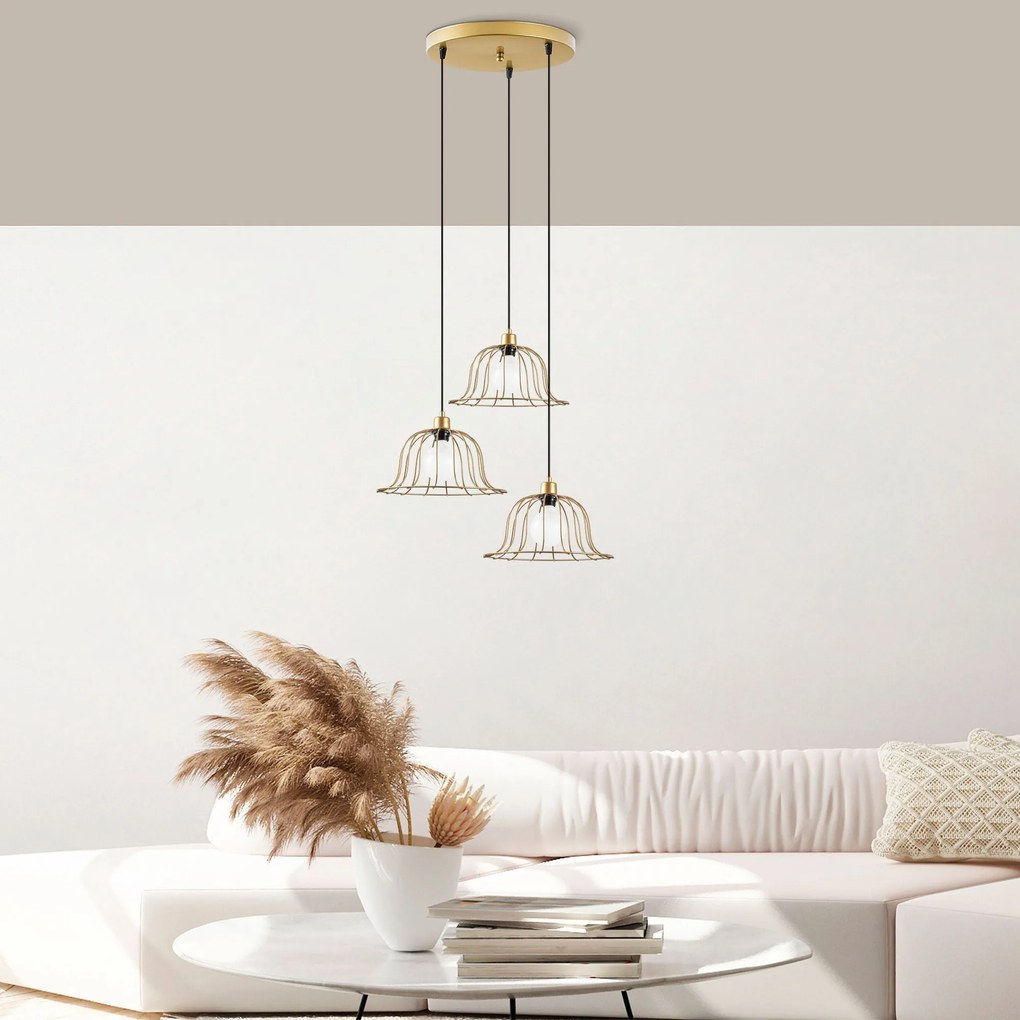 Candeeiro de Teto Boey – Dourado Brilhante – 62 x 62 x 121 cm