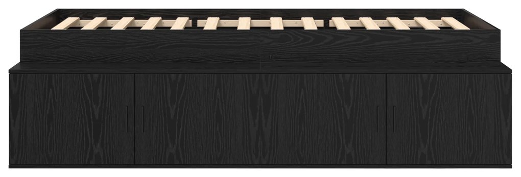 Estrutura de Cama de Armazenamento Carvalho Preto 75x190 cm