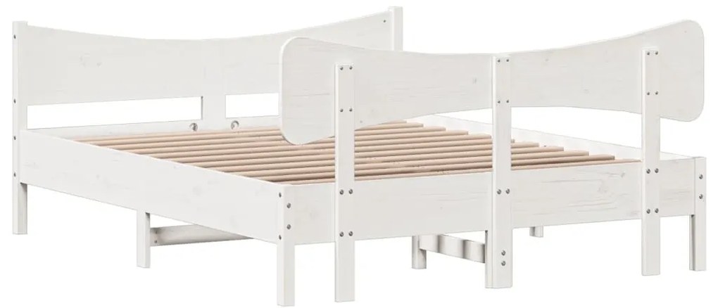 Cama sem colchão 140x200 cm madeira de pinho maciça branco