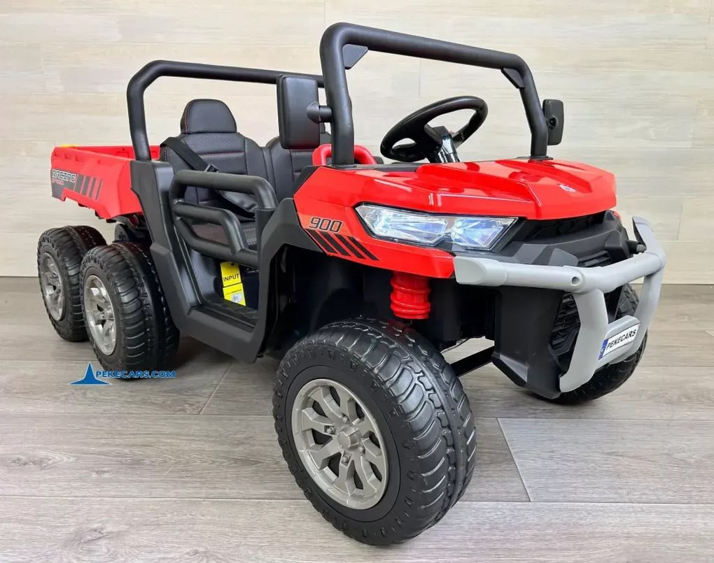 Carro elétrico para crianças Todo terreno Pick-up Racing 24V 2.4G, Rodas Borracha, Assento Couro sintético Vermelho
