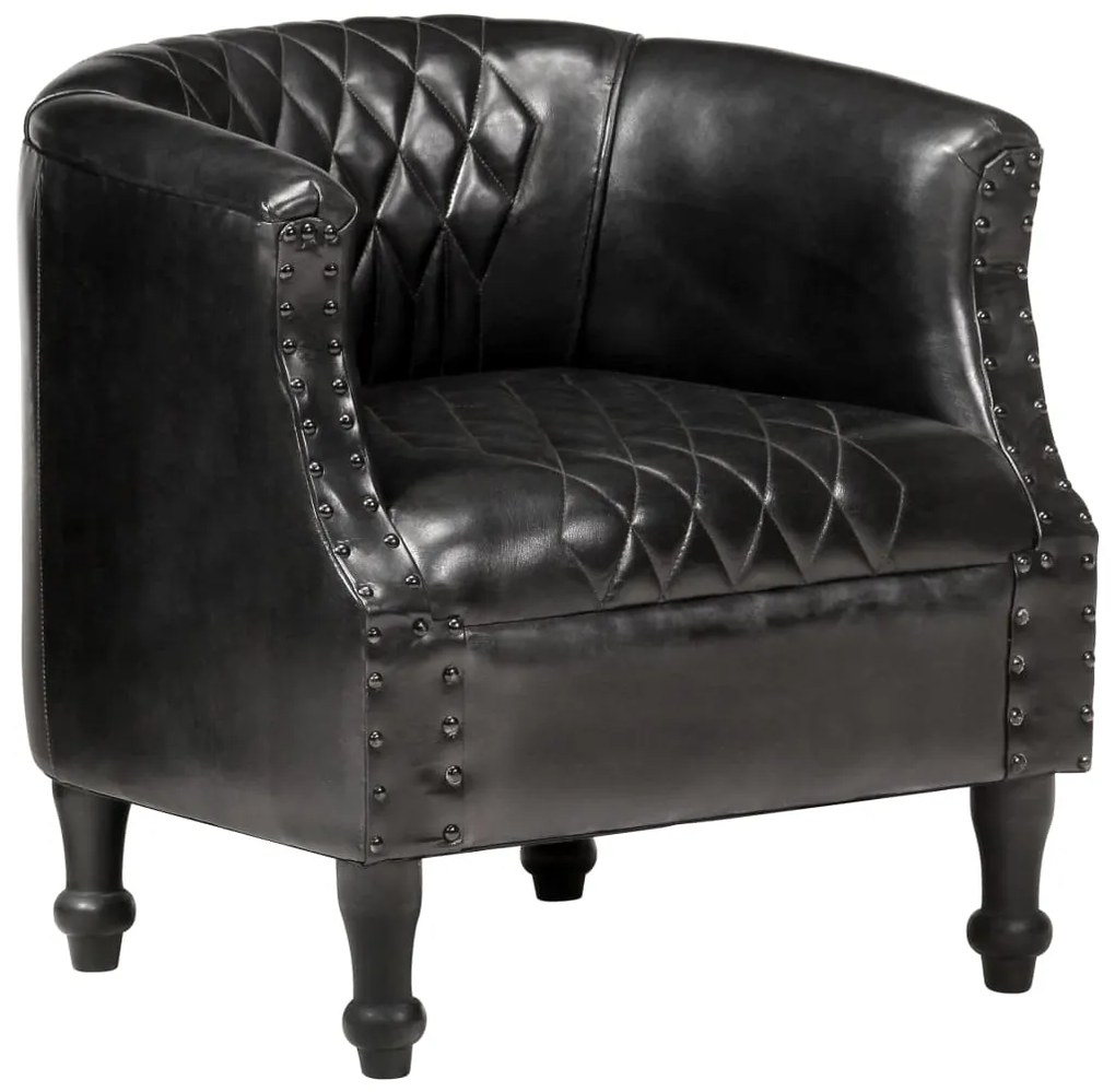 vidaXL Poltrona 62x58x65 cm couro genuíno preto