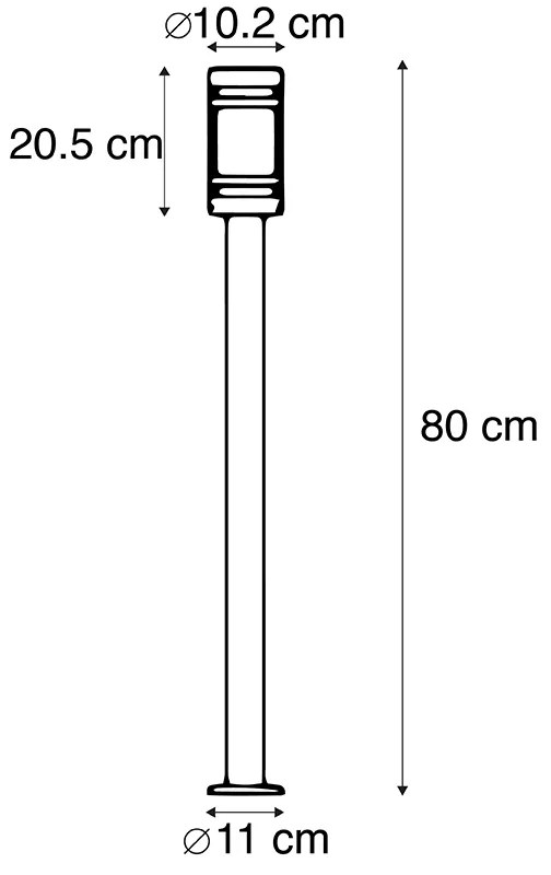 Candeeiro de exterior moderno preto 80 cm IP44 - Gleam Moderno