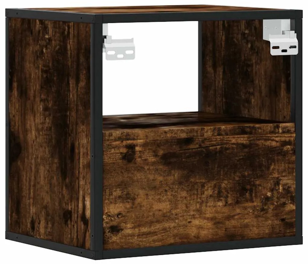 Mesa de cabeceira de parede 40x31x39,5 cm carvalho fumado