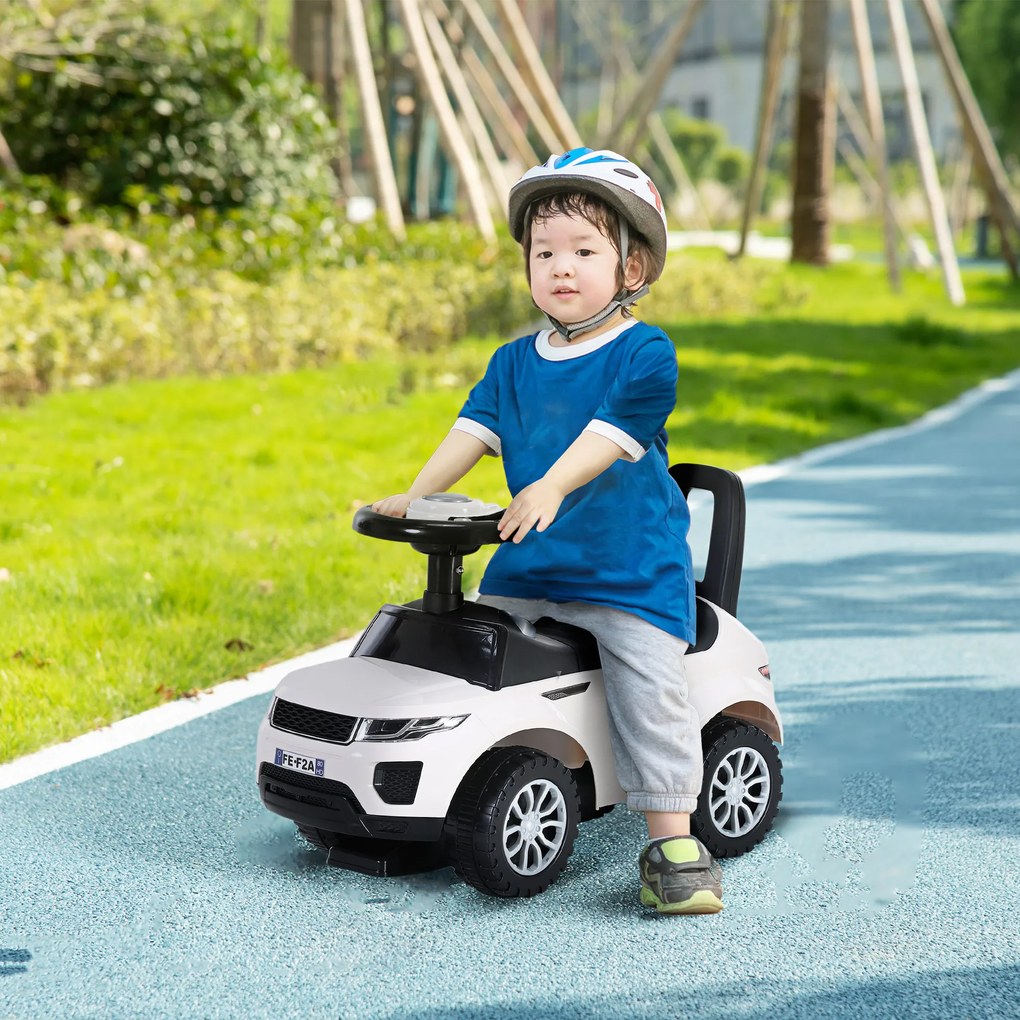 Carro de brincar para empurrar, com buzina para bebés branco
