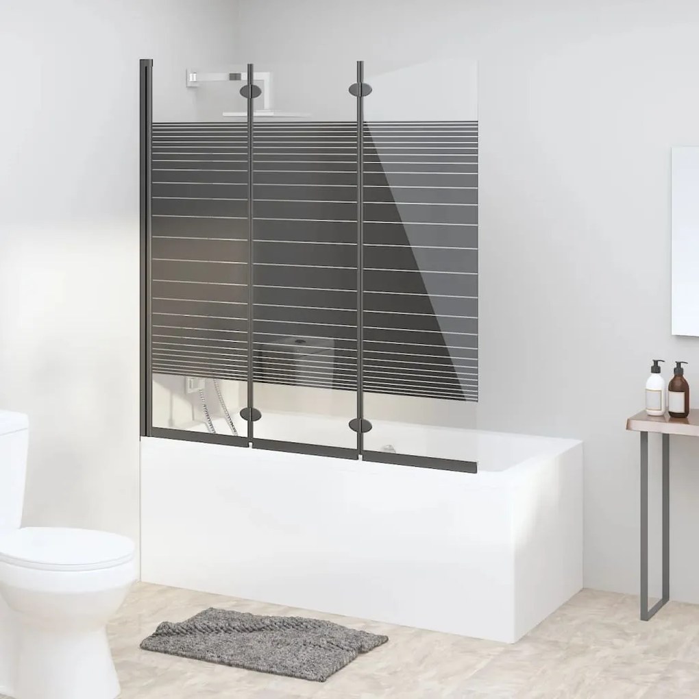 151864 vidaXL Divisória de chuveiro dobrável 3 painéis 130x130 cm ESG preto