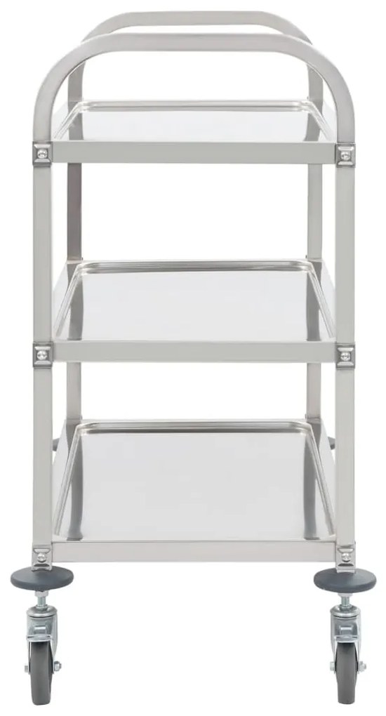 Carrinho de cozinha de 3 níveis 95x45x83,5 cm aço inoxidável