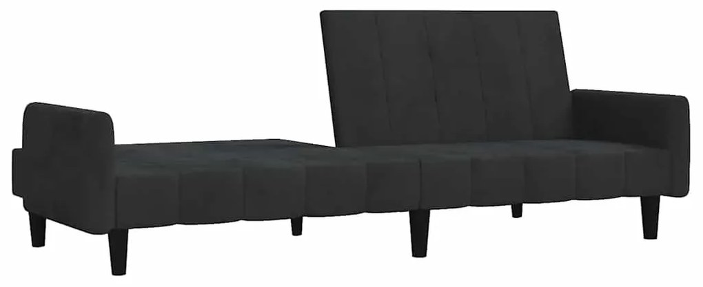 Sofá-cama de 2 lugares veludo preto