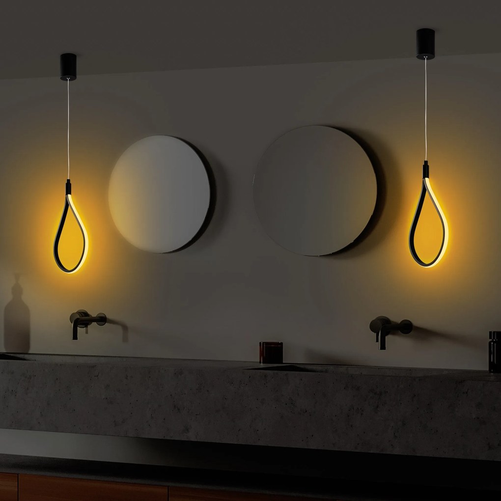 Candeeiro Suspenso Damla – Preto – 23x50-100x10 cm